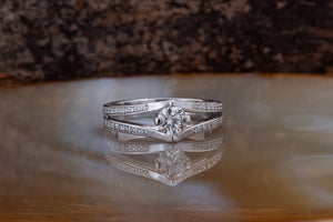 Hidden Halo Engagement Ring-Diamond Engagement Ring -Dainty Promise Ring-Art deco ring-Knot ring-Promise ring-Round halo-Celtic diamond ring