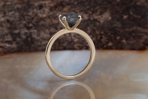 3ct salt & pepper diamond-Salt and Pepper diamond engagement ring-4 prong solitaire ring-3ct diamond-Salt and pepper ring-Galaxy diamond