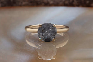 3ct salt & pepper diamond-Salt and Pepper diamond engagement ring-4 prong solitaire ring-3ct diamond-Salt and pepper ring-Galaxy diamond