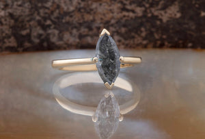 4.33 ct salt & pepper diamond-Salt and Pepper diamond engagement ring-Marquise ring-Promise ring-Marquise diamond ring- salt and pepper ring