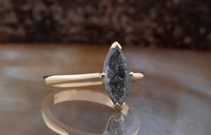 3.91 ct salt & pepper diamond-Salt and Pepper diamond engagement ring-Marquise ring-Promise ring-Custom Ring- salt and pepper ring