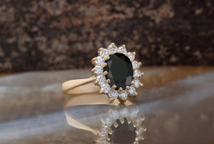 2 ct oval ring-1 ct Black diamond ring-1 ct Diamond ring- Gatsby Diamond Engagement Ring-Promise ring-Vintage black diamond ring