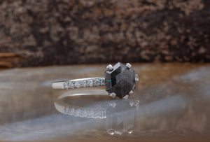 2.12carat salt & pepper diamond-Salt and Pepper diamond engagement ring-Grey diamond ring engagement-Grey diamond ring-Salt and pepper ring
