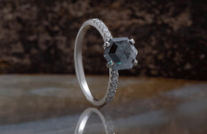 2.12carat salt & pepper diamond-Salt and Pepper diamond engagement ring-Grey diamond ring engagement-Grey diamond ring-Salt and pepper ring