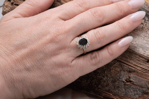 2 ct oval ring-1 ct Black diamond ring-1 ct Diamond ring- Gatsby Diamond Engagement Ring-Promise ring-Vintage black diamond ring