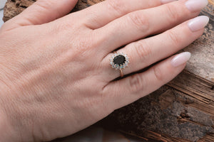 2 ct oval ring-1 ct Black diamond ring-1 ct Diamond ring- Gatsby Diamond Engagement Ring-Promise ring-Vintage black diamond ring