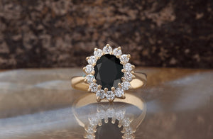 2 ct oval ring-1 ct Black diamond ring-1 ct Diamond ring- Gatsby Diamond Engagement Ring-Promise ring-Vintage black diamond ring