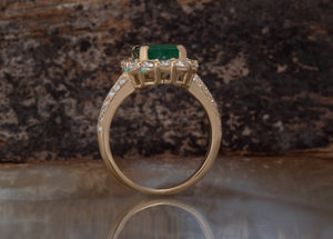 Emerald rings for women-3 ct emerald ring-Emerald engagement ring-Emerald cut engagement ring-Halo emerald ring-Emerald cut ring-Solid gold