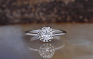 Halo wedding ring-Engagement Ring-Diamond Engagement Ring-Solid gold ring-Dainty Promise Ring-Promise ring-Halo diamond ring-Art deco ring-4 prong engagement,Art deco ring,Dainty Promise Ring,dainty ring,engagement ring,Estate diamond ring,Gold Solitaire Ring,Halo diamond ring,halo wedding band,halo wedding ring,Promise ring,Round,solid gold ring,vs,vvs,women jewelry