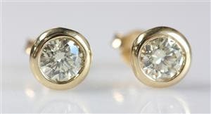 Diamond Earrings 1/2 carat Gold -Gold Earrings-Stud Earrings-Solitaire diamond earrings-Art deco earrings-Gift for her-Cluster earrings