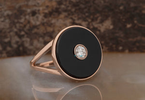 Black onyx ring-Vintage diamond ring-Art Deco Onyx ring-Anniversary gifts for wife-Custom ring-Unique Design Wedding Ring-Onyx ring vintage