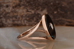 Black onyx ring-Vintage diamond ring-Art Deco Onyx ring-Anniversary gifts for wife-Custom ring-Unique Design Wedding Ring-Onyx ring vintage