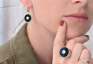 Black onyx ring-Vintage diamond ring-Art Deco Onyx ring-Anniversary gifts for wife-Custom ring-Unique Design Wedding Ring-Onyx ring vintage