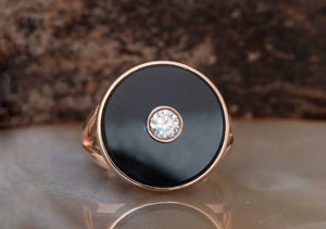Black onyx ring-Vintage diamond ring-Art Deco Onyx ring-Anniversary gifts for wife-Custom ring-Unique Design Wedding Ring-Onyx ring vintage