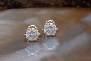 2 carat Diamond Earrings-Yellow Gold Earrings-Diamond Stud Earrings-14k white gold,2 carat diamond,Anniversary gift,Birthday present,bridal jewelry,diamond earrings,diamond stud,For her,graduations present,Round,round  cut diamond,stud earrings,wedding earrings,women jewelry