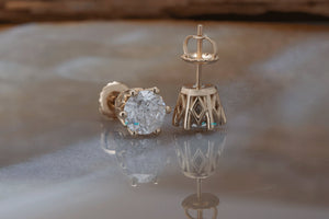 2 carat Diamond Earrings-Yellow Gold Earrings-Diamond Stud Earrings-Women Jewelry-Round diamond earrings-Anniversary present-Stud earrings