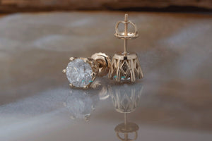 2 carat Diamond Earrings-Yellow Gold Earrings-Diamond Stud Earrings-14k white gold,2 carat diamond,Anniversary gift,Birthday present,bridal jewelry,diamond earrings,diamond stud,For her,graduations present,Round,round  cut diamond,stud earrings,wedding earrings,women jewelry