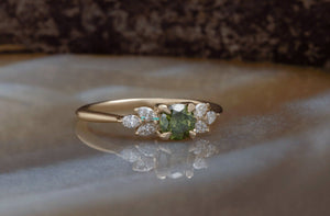 Art deco Engagement Ring-Leaves engagement ring-anniversary ring,Art deco engagement,Custom Ring,diamond engagement,diamond leaves ring,diamond ring,engagement ring,free shipping,Gemstone,Leaf engagement ring,marquise diamond,promise ring,Ring,Round,vs,vvs,wedding jewelry,yellow gold ring