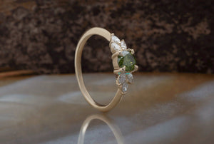 Art deco Engagement Ring-Leaves engagement ring-anniversary ring,Art deco engagement,Custom Ring,diamond engagement,diamond leaves ring,diamond ring,engagement ring,free shipping,Gemstone,Leaf engagement ring,marquise diamond,promise ring,Ring,Round,vs,vvs,wedding jewelry,yellow gold ring