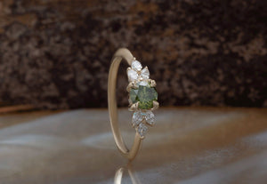 Art deco Engagement Ring-Leaves engagement ring-anniversary ring,Art deco engagement,Custom Ring,diamond engagement,diamond leaves ring,diamond ring,engagement ring,free shipping,Gemstone,Leaf engagement ring,marquise diamond,promise ring,Ring,Round,vs,vvs,wedding jewelry,yellow gold ring