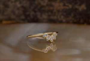Marquise wedding band-Marquise diamond ring-Curved ring-Wedding band-Matching wedding bands-Marquise ring-Enhancer Ring-Enhancer ring guard