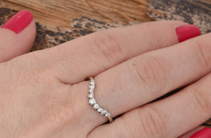 Stacking wedding band-Matching diamond band-Diamond Eternity Band-Curve wedding band-Minimalist ring-Curved ring-Matching rings