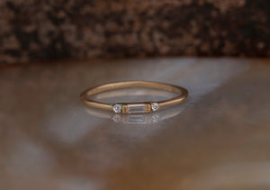 Minimalist ring-Diamond wedding Band-Stacking rings-Baguette ring-14k rose gold -Baguette Diamond Ring-Solid gold ring-Cluster Ring 0.08 ct