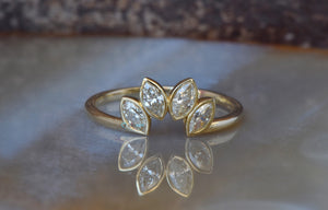 Marquise wedding band-Marquise diamond ring-Diamond Ring-Curved ring-Wedding band-Matching wedding bands-Marquise engagement-Enhancer Ring