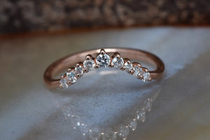 Stacking wedding band-Matching diamond band-Diamond Eternity Band-Curve wedding band-Minimalist ring-Curved ring-Matching rings
