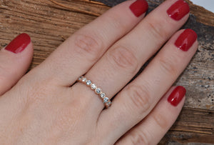 Matching rings-Diamond band-Matching band- Eternity Wedding Band-Rose gold wedding ban-Aquamarine ring-Art deco band-Anillo de bodas