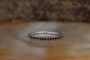 Black diamond band-Micro pave ring-Diamond wedding Band-Stacking rings-Matching bands-Black Diamond Ring-Solid gold ring-Matching rings