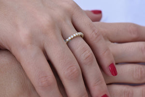 Diamond Eternity Wedding Band-Diamond 1/2 carat wedding band-Wedding band yellow gold -Diamond Band-Half eternity Ring-Art deco band ring