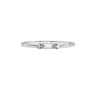 Minimalist ring-Diamond wedding Band-Stacking rings-Baguette ring-14k rose gold -Baguette Diamond Ring-Solid gold ring-Cluster Ring 0.08 ct