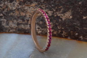 Ruby ring vintage-Micro pave ring-Ruby ring gold band-Stacking ring-Solid gold ring-Ruby wedding band-Ruby ring-Ruby ring gold-Ruby band