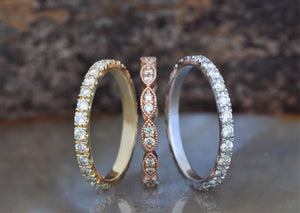 Dainty gold ring diamond-Art deco wedding band-Diamond wedding band-Eternity wedding band-Diamond Engagement Ring-Classic band-For her-