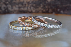 Dainty gold ring diamond-Art deco wedding band-Diamond wedding band-Eternity wedding band-Diamond Engagement Ring-Classic band-For her-