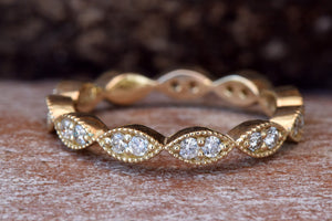 Nesting ring-Diamond band vintage-Eternity Wedding Band-Marquise ring band-Half eternity Ring-Cluster band-Diamond band-Marquise ring