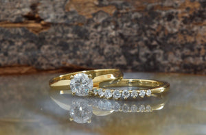 Bridal set rings yellow gold-Diamond wedding set 1.50 carat-Cluster wedding ring set-Promise ring-Art deco wedding ring set-Custom ring-1 carat diamond ring,Art deco ring,Bridal set rings,Cluster wedding ring,custom ring,diamond engagement,diamond ring,for her,free shipping,gold ring,Halo engagement ring,promise ring,wedding sets