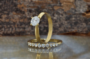 Bridal set rings yellow gold-Diamond wedding set 1.50 carat-Cluster wedding ring set-Promise ring-Art deco wedding ring set-Custom ring-1 carat diamond ring,Art deco ring,Bridal set rings,Cluster wedding ring,custom ring,diamond engagement,diamond ring,for her,free shipping,gold ring,Halo engagement ring,promise ring,wedding sets