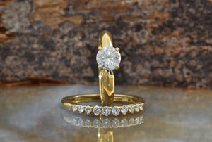 Bridal set rings yellow gold-Diamond wedding set 1.50 carat-Cluster wedding ring set-Promise ring-Art deco wedding ring set-Custom ring-1 carat diamond ring,Art deco ring,Bridal set rings,Cluster wedding ring,custom ring,diamond engagement,diamond ring,for her,free shipping,gold ring,Halo engagement ring,promise ring,wedding sets