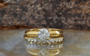 Bridal set rings yellow gold-Diamond wedding set 1.50 carat-Cluster wedding ring set-Promise ring-Art deco wedding ring set-Custom ring-1 carat diamond ring,Art deco ring,Bridal set rings,Cluster wedding ring,custom ring,diamond engagement,diamond ring,for her,free shipping,gold ring,Halo engagement ring,promise ring,wedding sets