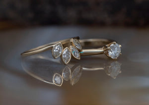 1.40 ct diamond ring-Matching rings-Bridal ring set-Cluster wedding set-Bridal ring sets art deco-4 prong engagement-Gold Solitaire Ring