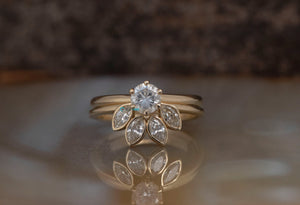 1.40 ct diamond ring-Matching rings-Bridal ring set-Cluster wedding set-Bridal ring sets art deco-4 prong engagement-Gold Solitaire Ring