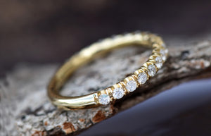Diamond Eternity Wedding Band-Diamond 1/2 carat wedding band-Wedding band yellow gold -Diamond Band-Half eternity Ring-Art deco band ring