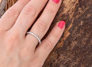 Diamond Eternity Wedding Band-Diamond 1/2 carat wedding band-Wedding band yellow gold -Diamond Band-Half eternity Ring-Art deco band ring