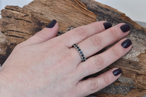 Black diamond band-Micro pave ring-Diamond wedding Band-Stacking rings-Matching bands-Black Diamond Ring-Solid gold ring-Matching rings