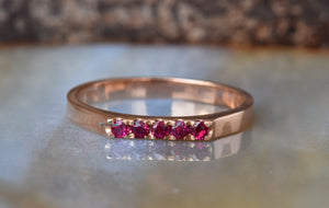 Ruby ring vintage-Micro pave ring-Ruby ring gold band-Stacking ring-Solid gold ring-Ruby wedding band-Ruby ring-Ruby ring gold-Ruby band