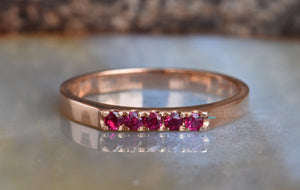 Ruby ring vintage-Micro pave ring-Ruby ring gold band-Stacking ring-Solid gold ring-Ruby wedding band-Ruby ring-Ruby ring gold-Ruby band