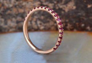 Ruby ring vintage-Micro pave ring-Ruby ring gold band-Stacking ring-Solid gold ring-Ruby wedding band-Ruby ring-Ruby ring gold-Ruby band