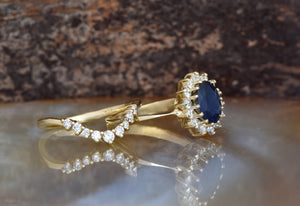 Sapphire wedding ring set-Art deco wedding set-Bridal set ring-Sapphire diamond ring-Vintage bridal set-Custom made jewelry-Art deco wedding,Bridal set ring,Custom ring,diamond engagement,engagement ring,free shipping,gold ring,Halo engagement ring,promise ring,Ring,Sapphire ring,Sapphire wedding set,Vintage bridal set,wedding sets
